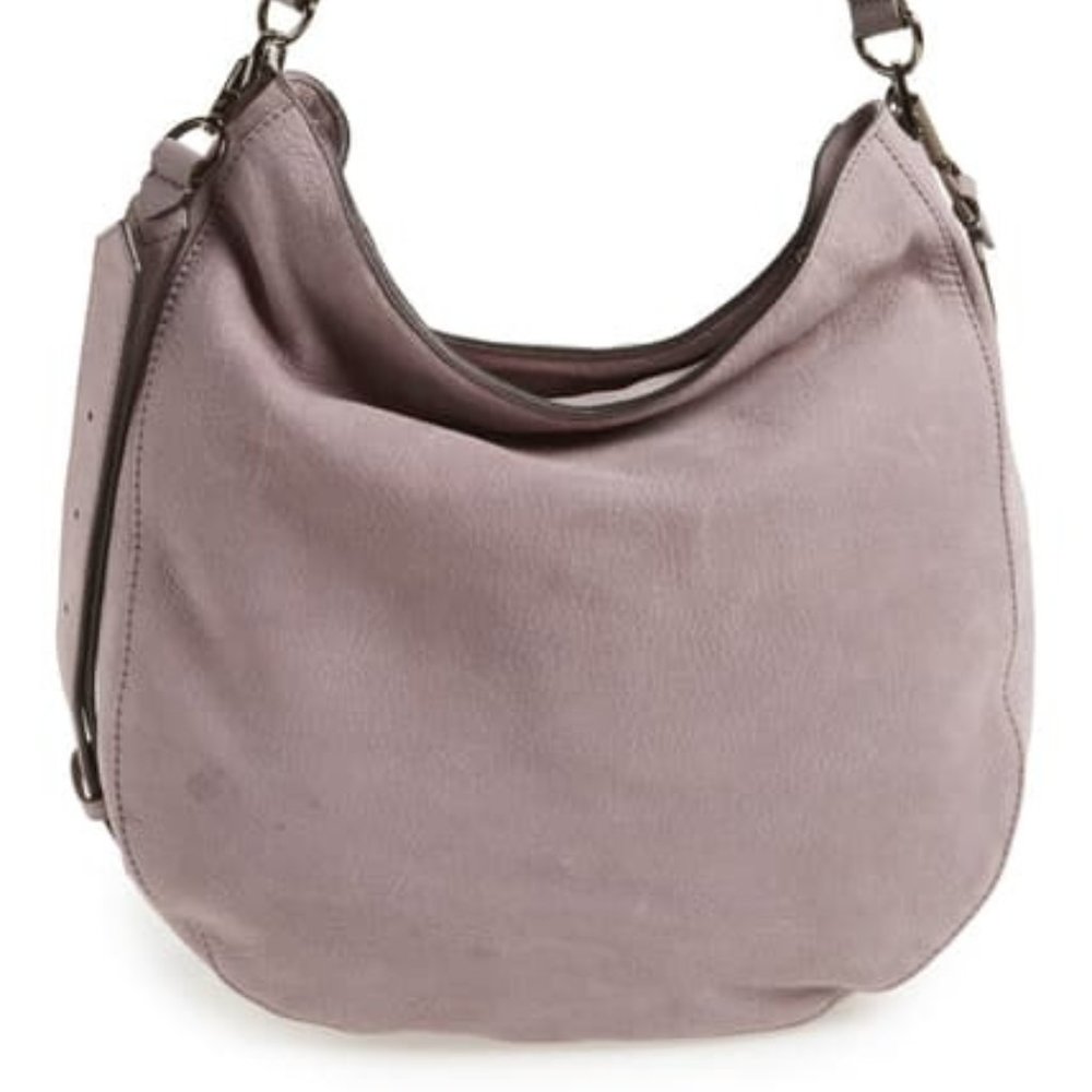 Rebecca Minkoff Convertible Nubuck Suede Biker Stud Hobo in Pale Lavender *****